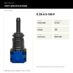 Motivelle 6.3mm SAE Quick-Connect Fuel Fitting — Female, 180° (6.3S-4.5-180-F) - specifications