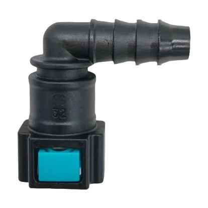 Motivelle 7.89mm SAE Quick-Connect Fuel Fitting — Female, 90° (7.89-10.6-90-F)