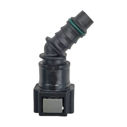 Motivelle 7.89mm SAE Quick-Connect Fuel Fitting — Female, 45°, O-Ring (7.89-10.9-45-FO)