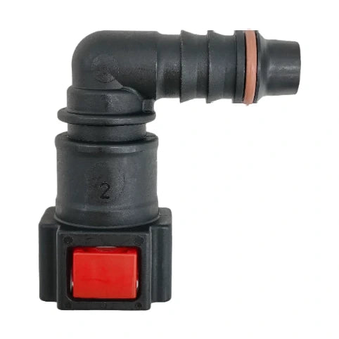 Motivelle 7.89mm SAE Quick-Connect Fuel Fitting — Female, 90°, O-Ring (7.89-10.9-90-FO)
