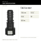 Motivelle 7.89mm SAE Quick-Connect Fuel Fitting — Female, 180° (7.89-13.8-180-F) - specifications