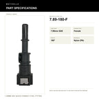 Motivelle 7.89mm SAE Quick-Connect Fuel Fitting — Female, 180° (7.89-180-F) - specifications