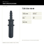 Motivelle 7.89mm SAE Quick-Connect Fuel Fitting — Male, 180° (7.89-4.66-180-M) - specifications