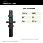 Motivelle 7.89mm SAE Quick-Connect Fuel Fitting — Male, 180°, O-Ring (7.89-8.88-180-MO) - specifications