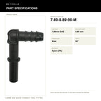 Motivelle 7.89mm SAE Quick-Connect Fuel Fitting — Male, 90° (7.89-8.89-90-M) - specifications
