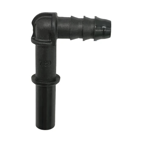 Motivelle 7.89mm SAE Quick-Connect Fuel Fitting — Male, 90° (7.89-8.89-90-M)