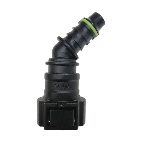 Motivelle 9.49mm SAE Quick-Connect Fuel Fitting — Female, 135°, O-Ring (9.49-10.9-135-FO)