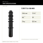 Motivelle 9.49mm SAE Quick-Connect Fuel Fitting — Male, 180°, O-Ring (9.49-11.6-180-MO) - specifications