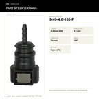 Motivelle 9.49mm SAE Quick-Connect Fuel Fitting — Female, 180° (9.49-4.6-180-F) - specifications