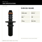 Motivelle 9.49mm SAE Quick-Connect Fuel Fitting — Male, 180°, O-Ring (9.49-8.82-180-MO) - specifications