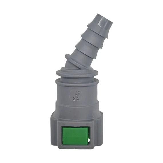 Motivelle 9.89mm SAE Quick-Connect Fuel Fitting — Female, 45° (9.89-10.6-45-F)