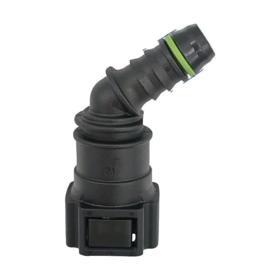 Motivelle 9.89mm SAE Quick-Connect Fuel Fitting — Female, 45°, O-Ring (9.89-10.9-45-FO)