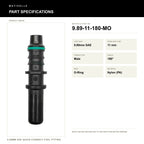 Motivelle 9.89mm SAE Quick-Connect Fuel Fitting — Male, 180°, O-Ring (9.89-11-180-MO) - specifications
