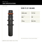 Motivelle 9.89mm SAE Quick-Connect Fuel Fitting — Male, 180°, O-Ring (9.89-11.57-180-MO) - specifications