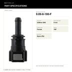 Motivelle 9.89mm SAE Quick-Connect Fuel Fitting — Female, 180° (9.89-8-180-F) - specifications