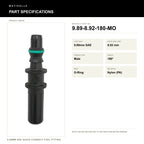 Motivelle 9.89mm SAE Quick-Connect Fuel Fitting — Male, 180°, O-Ring (9.89-8.92-180-MO) - specifications