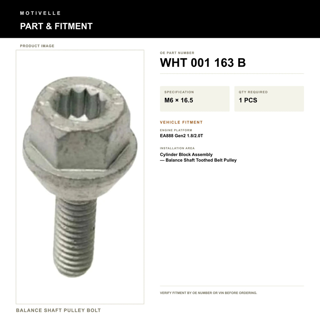 Balance Shaft Pulley Bolt - product information