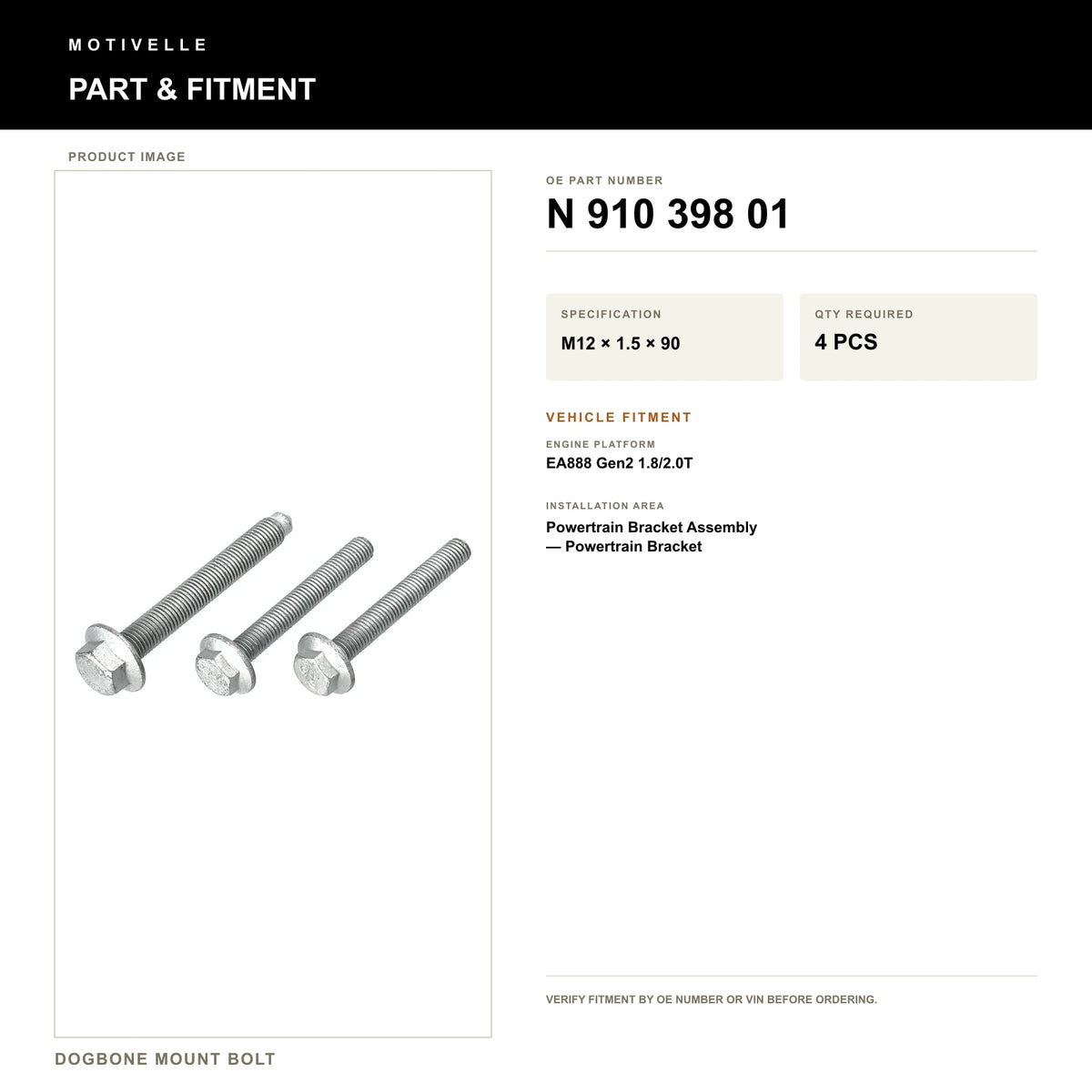 Dogbone Mount Bolt - product information
