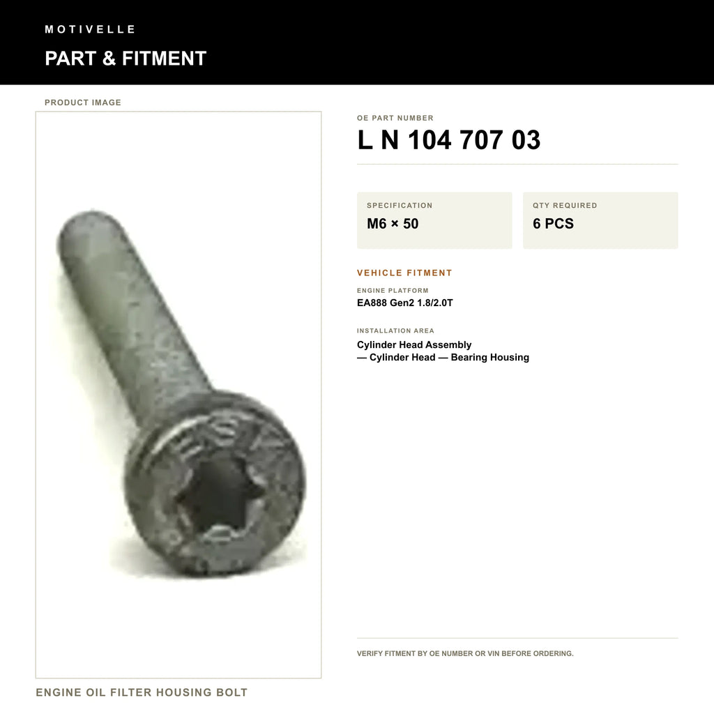 Engine Oil Filter Housing Bolt - product information