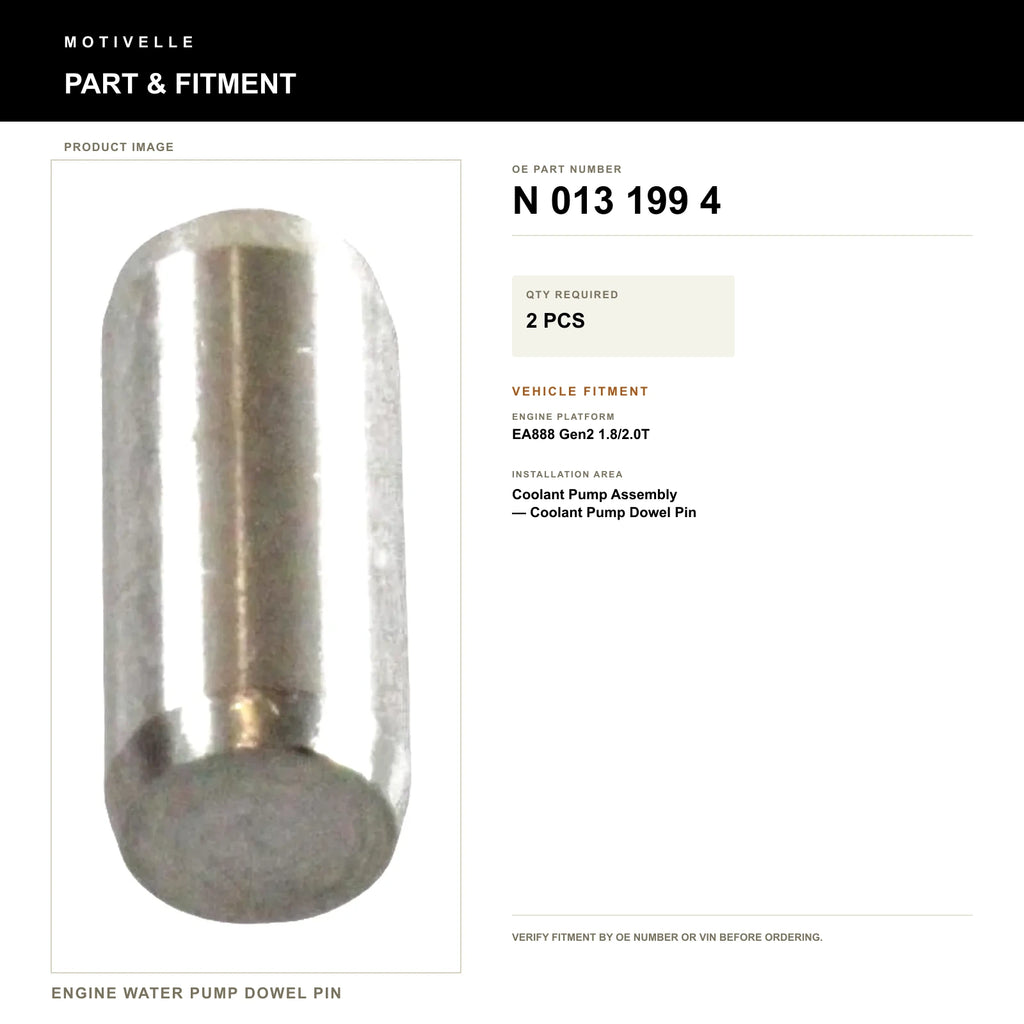 Engine Water Pump Dowel Pin - product information