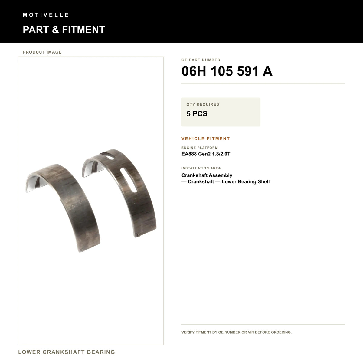 Lower Crankshaft Bearing - product information