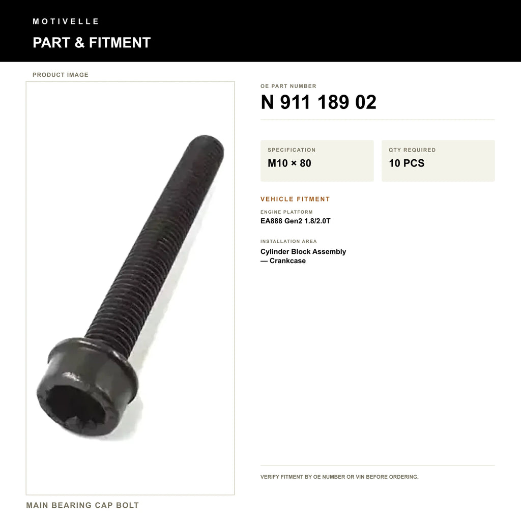 Main Bearing Cap Bolt - product information