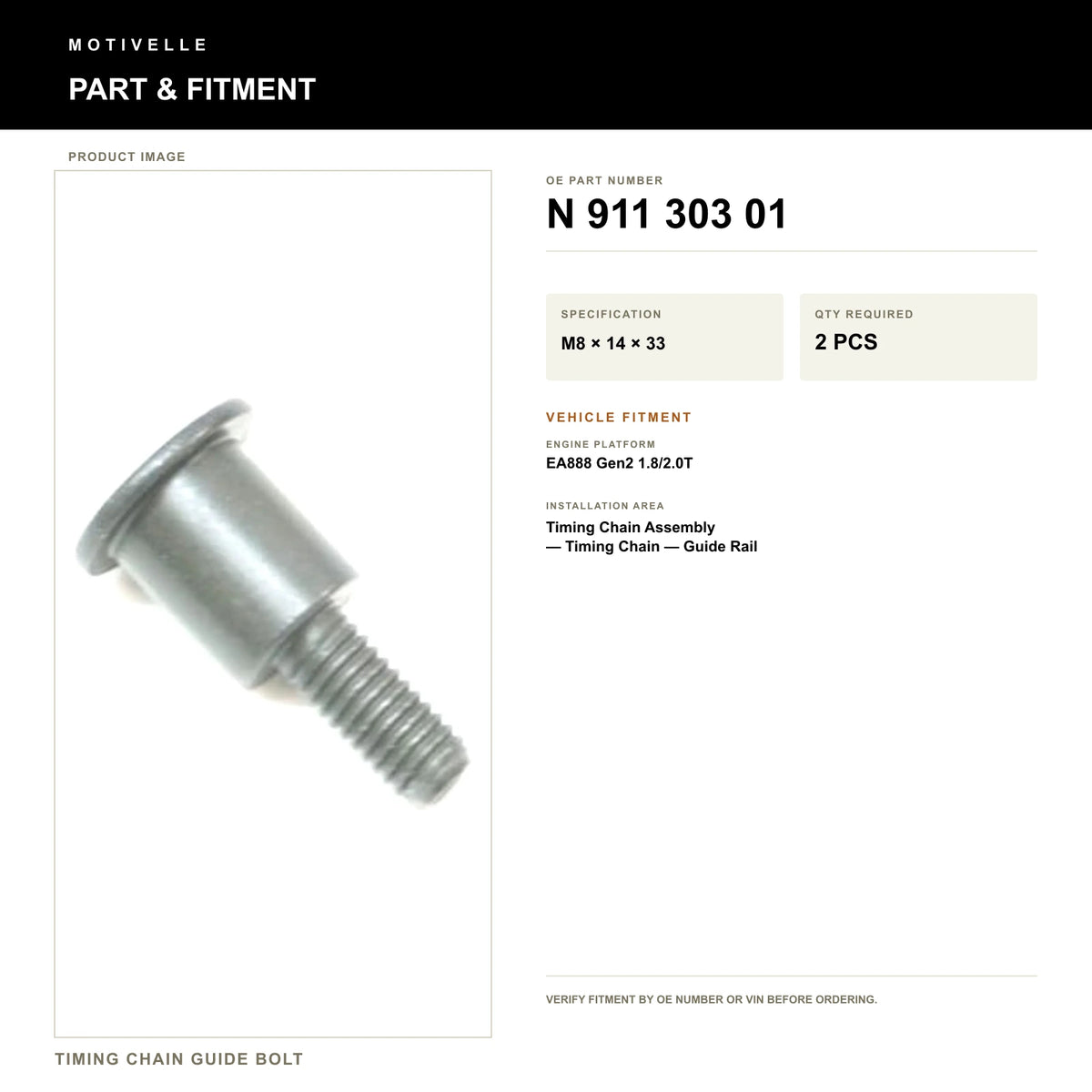 Timing Chain Guide Bolt - product information