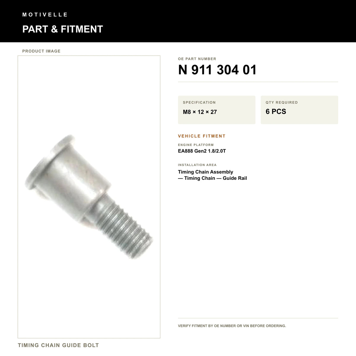 Timing Chain Guide Bolt - product information