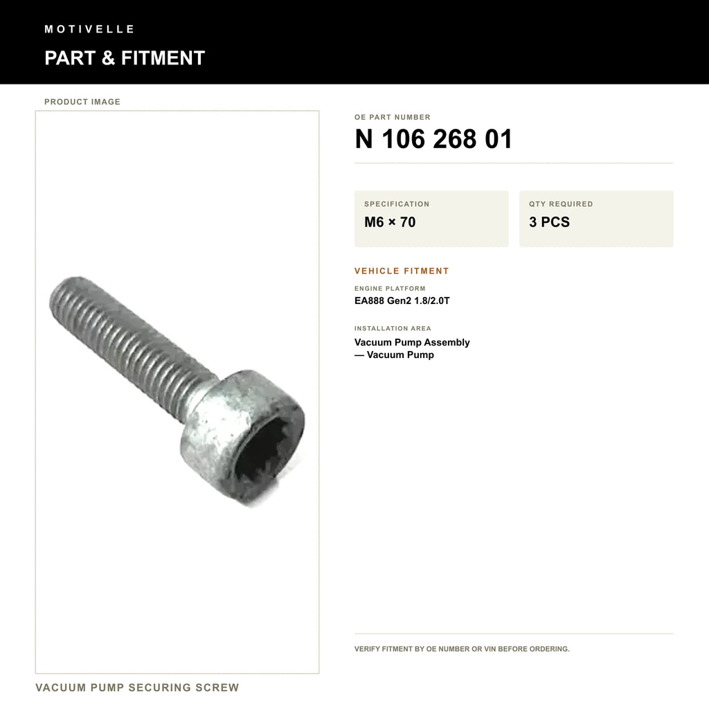 Vacuum Pump Securing Screw - product information
