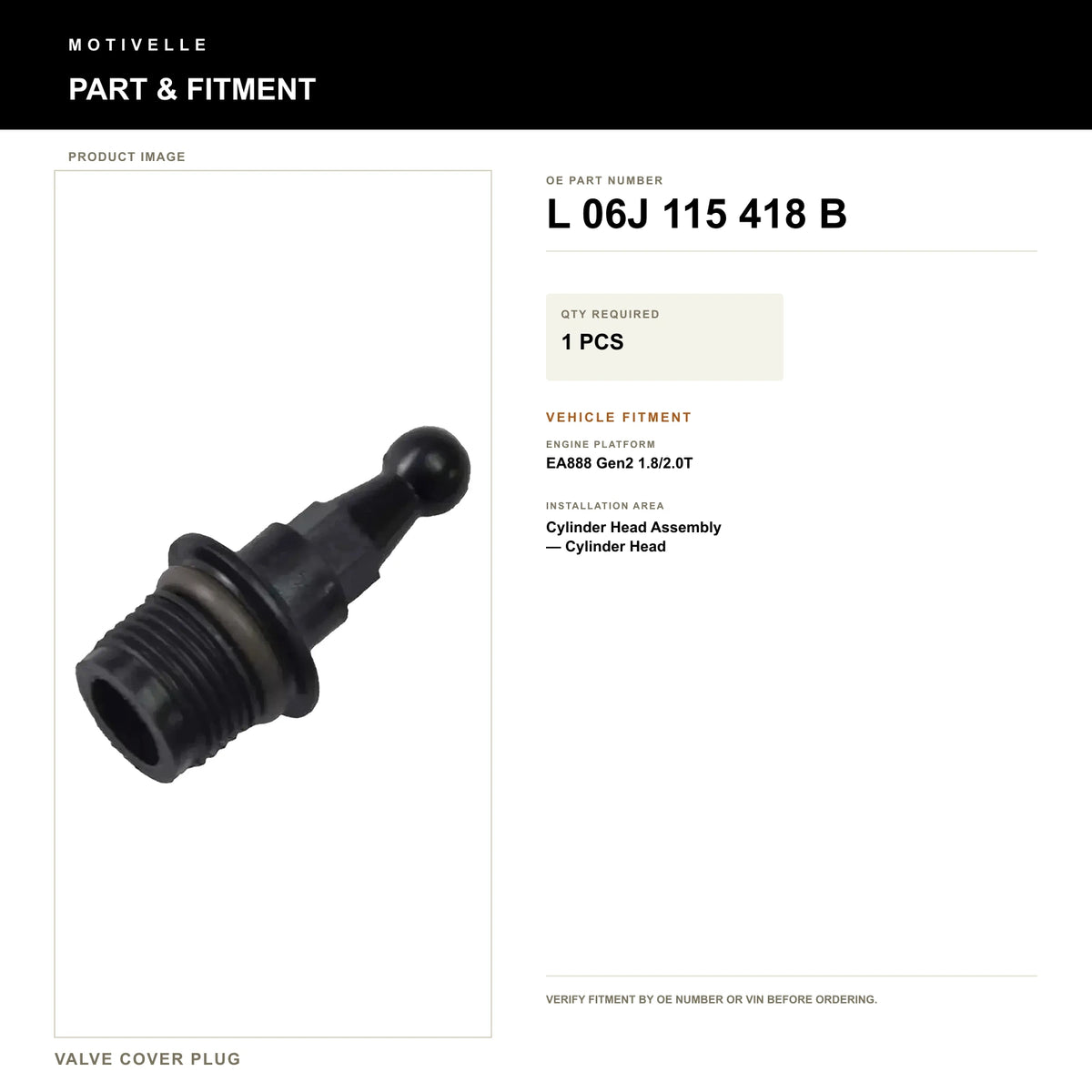 Valve Cover Plug - product information