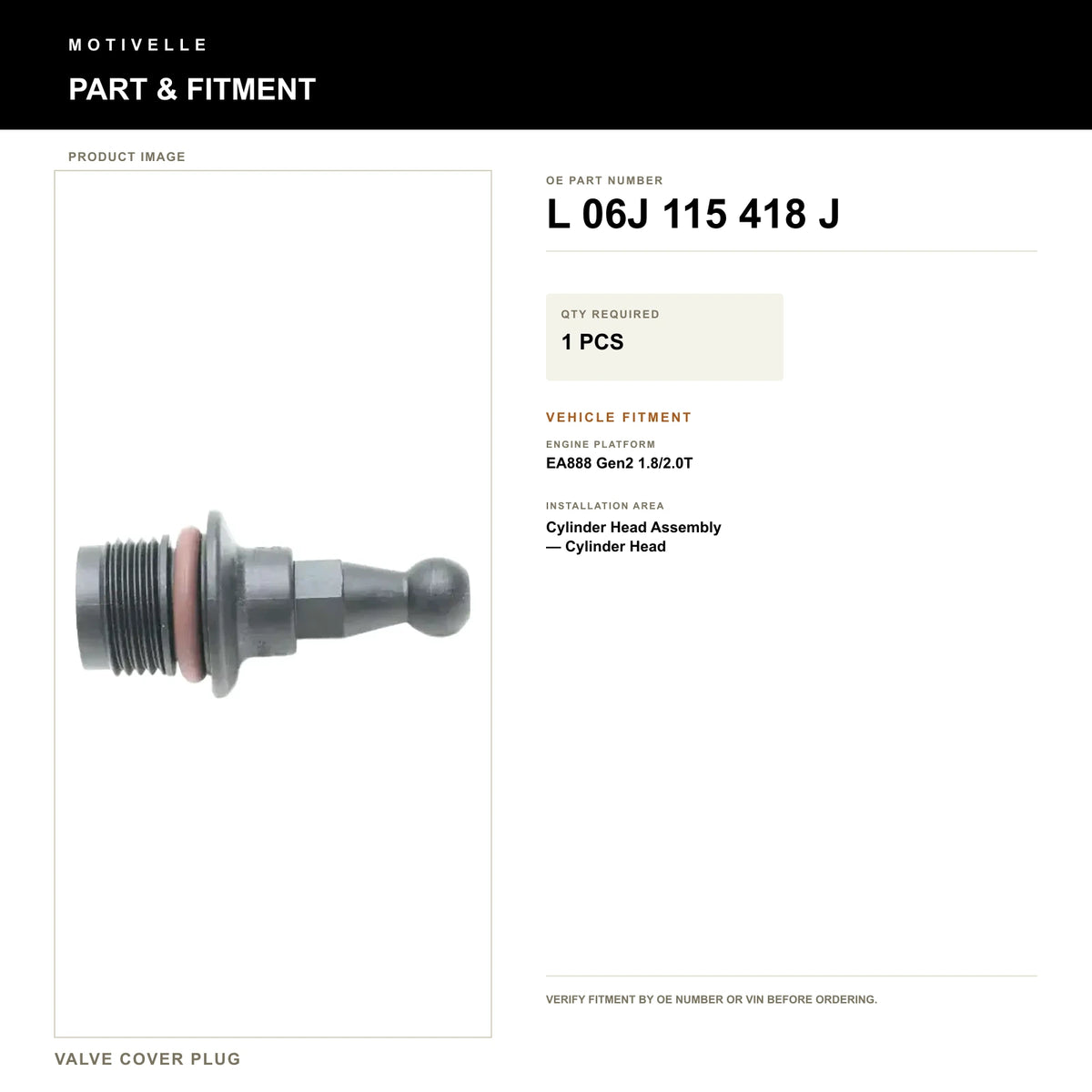 Valve Cover Plug - product information