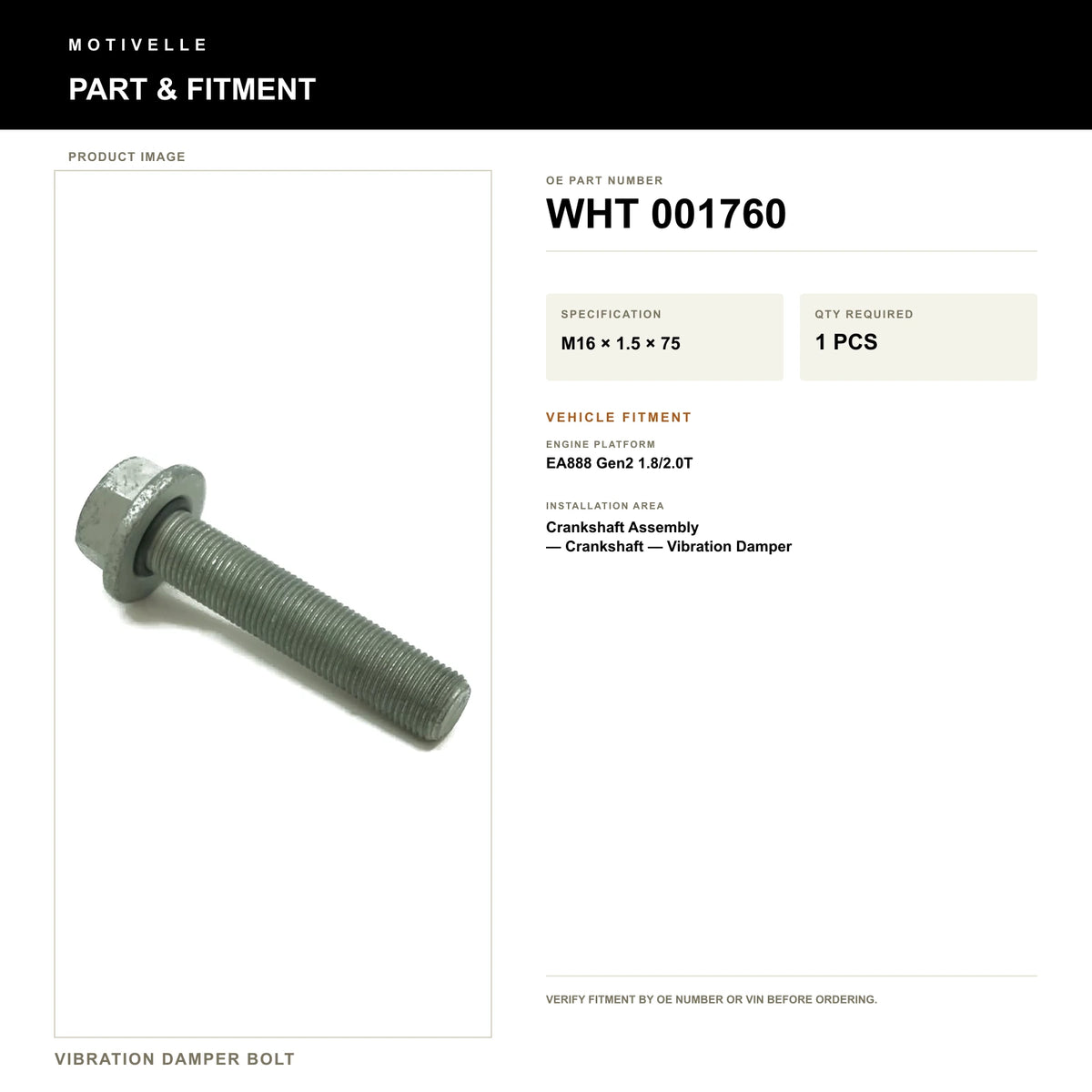 Vibration Damper Bolt - product information