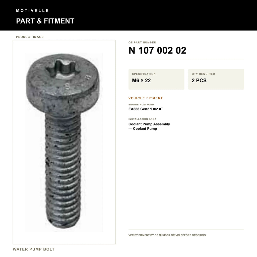 Water Pump Bolt - product information